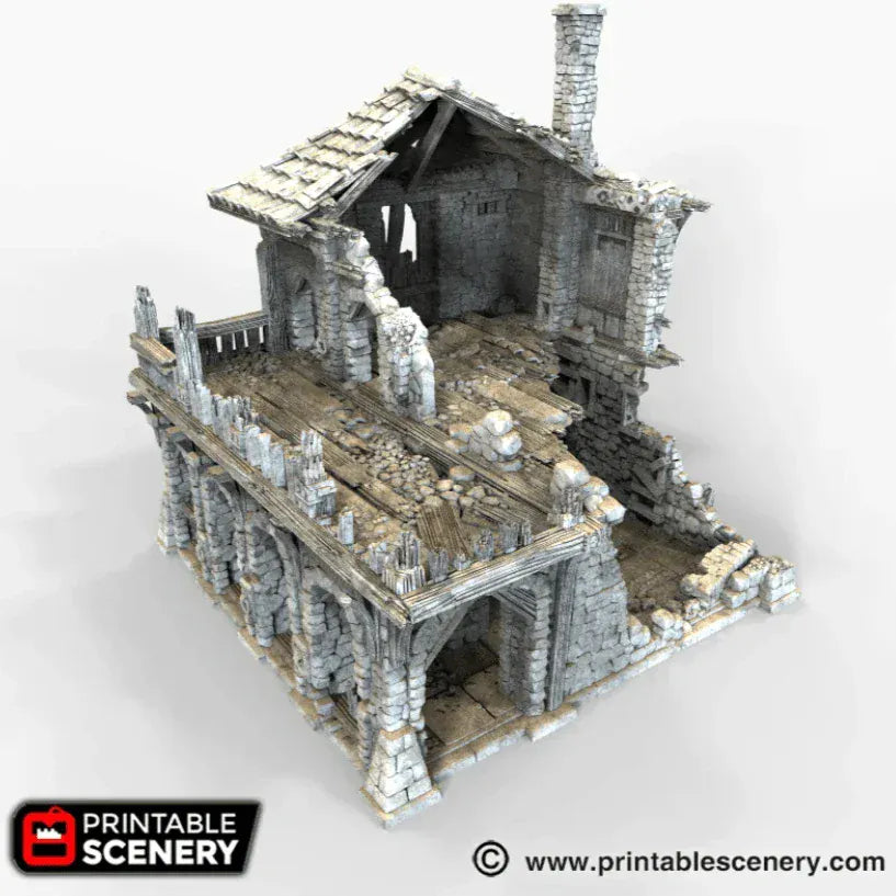 Tabletop Terrain Ruins Ruined Warehouse - Fantasy Ruins