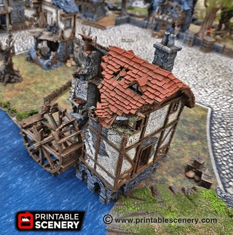 Tabletop Terrain Ruins Ruined Watermill - Fantasy Ruins