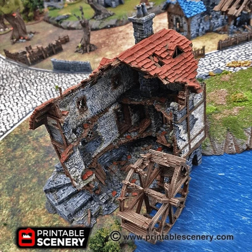 Tabletop Terrain Ruins Ruined Watermill - Fantasy Ruins