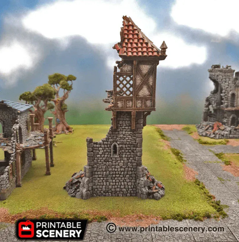 Tabletop Terrain Ruins Ruined Winterdale Watchtower - Fantasy Ruins