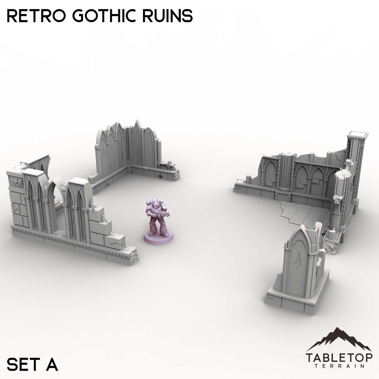 Tabletop Terrain Ruins Set A / 32mm Retro Gothic Ruins