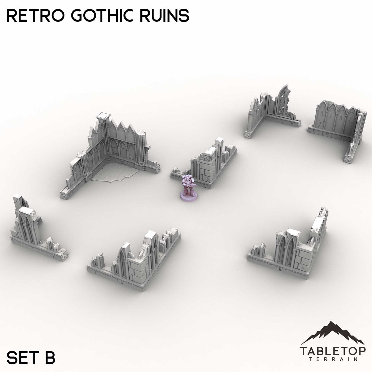 Tabletop Terrain Ruins Set B / 32mm Retro Gothic Ruins