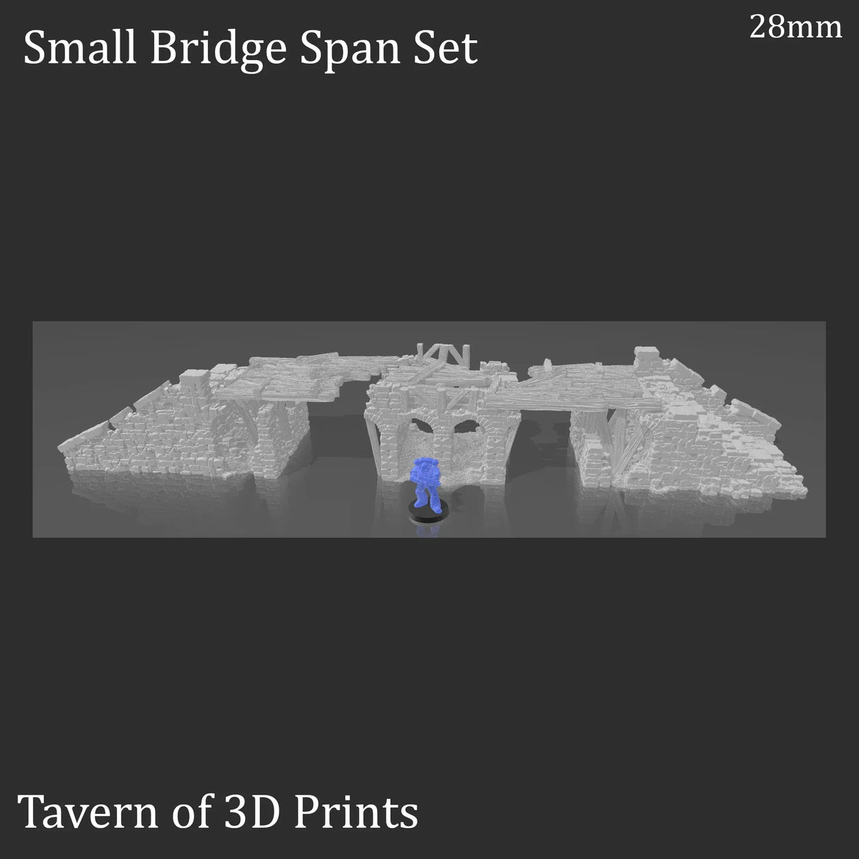 Tabletop Terrain Ruins Small Bridge Span Set 32mm Ruined Bridge Spans - Fantasy Ruins