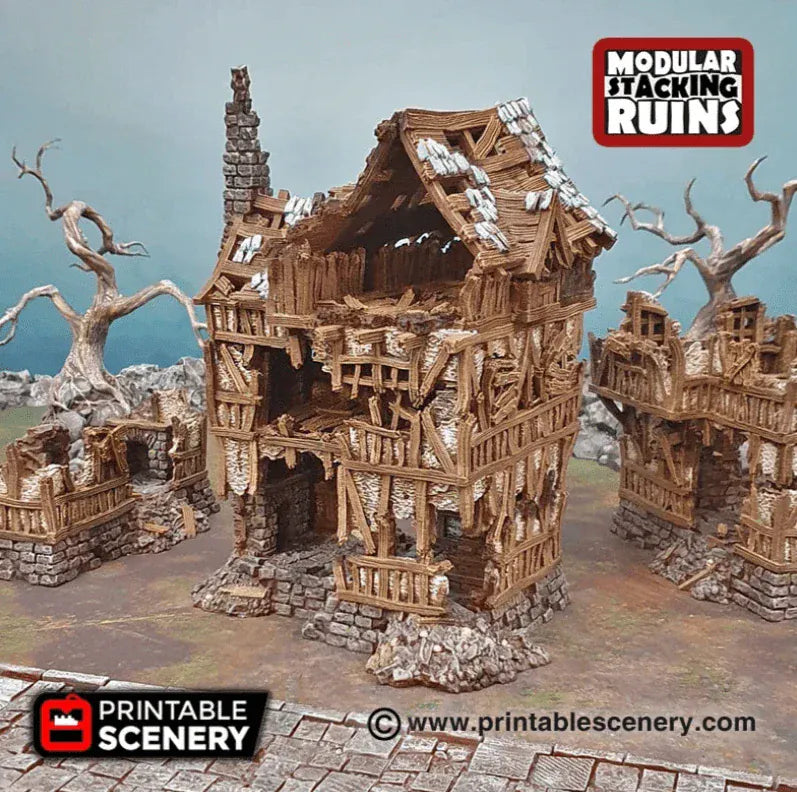 Tabletop Terrain Ruins Squatter Townhouse - Fantasy Ruins