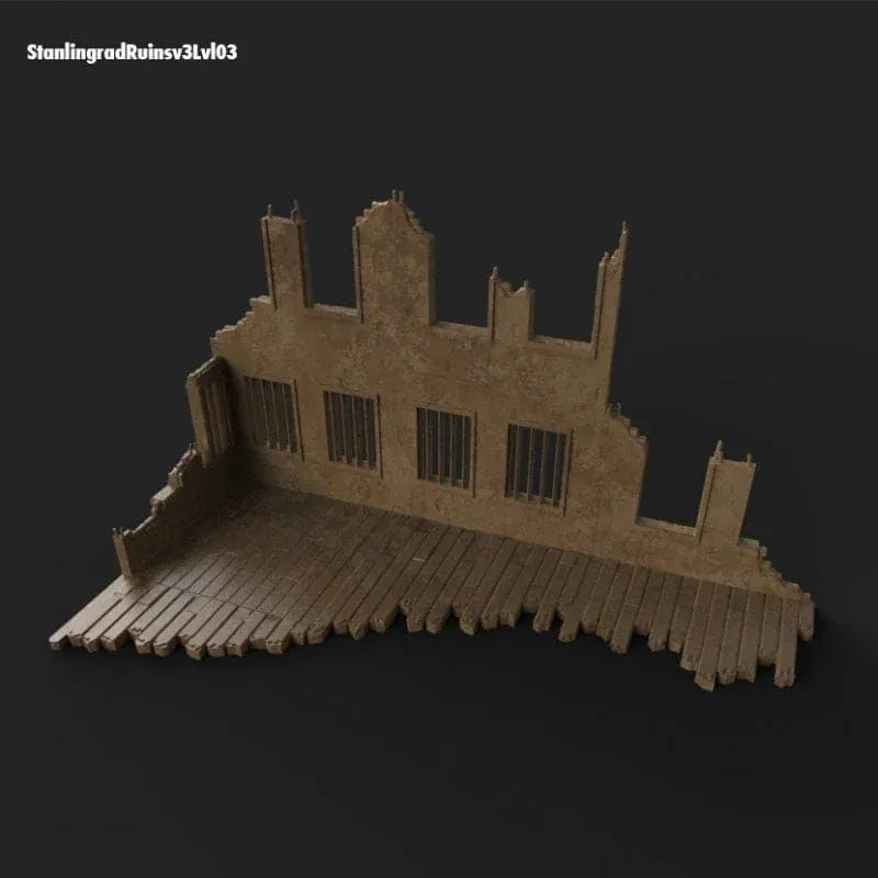 Tabletop Terrain Ruins Stalingrad Ruins C - WWII Building