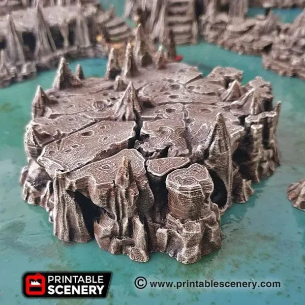 Tabletop Terrain Scatter Terrain 28mm / Grotto Raised Caverns / Shroom with Bridges- Fantasy Scatter Terrain