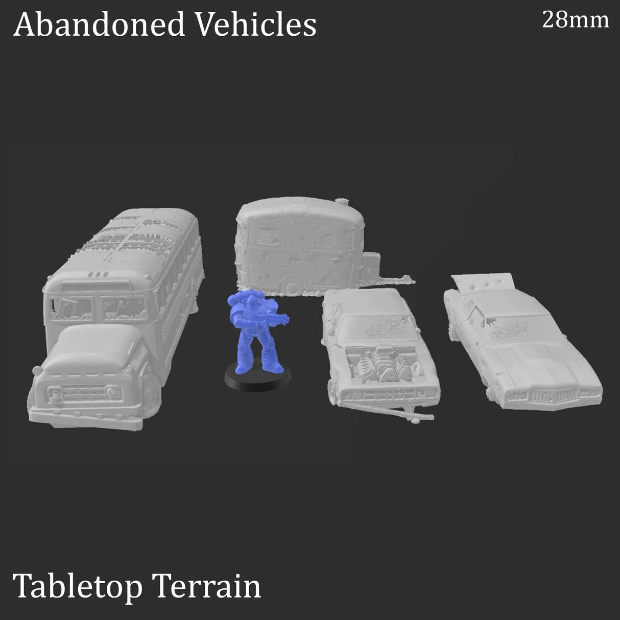 Tabletop Terrain Scatter Terrain Abandoned Vehicles - Apocalyptic Scatter Terrain