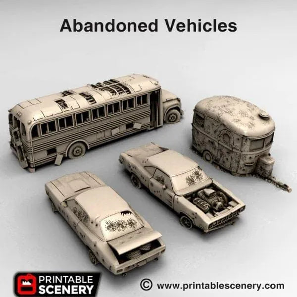 Tabletop Terrain Scatter Terrain Abandoned Vehicles - Apocalyptic Scatter Terrain