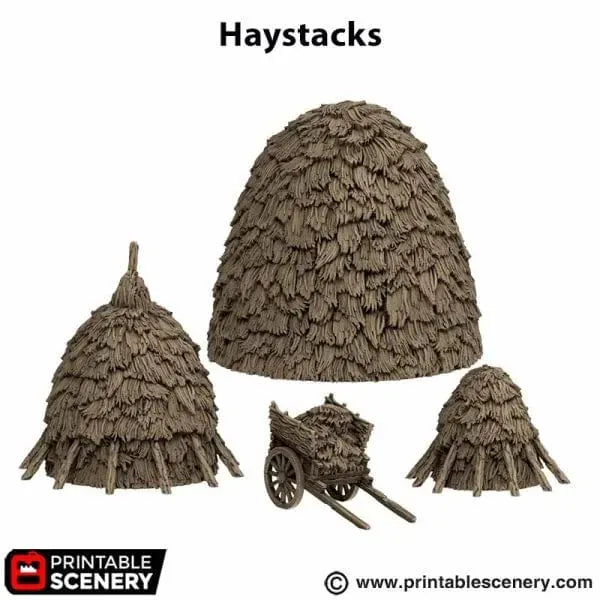 Tabletop Terrain Scatter Terrain Haystacks - Country & King - Fantasy Historical Scatter Terrain