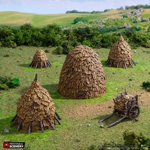 Tabletop Terrain Scatter Terrain Haystacks - Country & King - Fantasy Historical Scatter Terrain