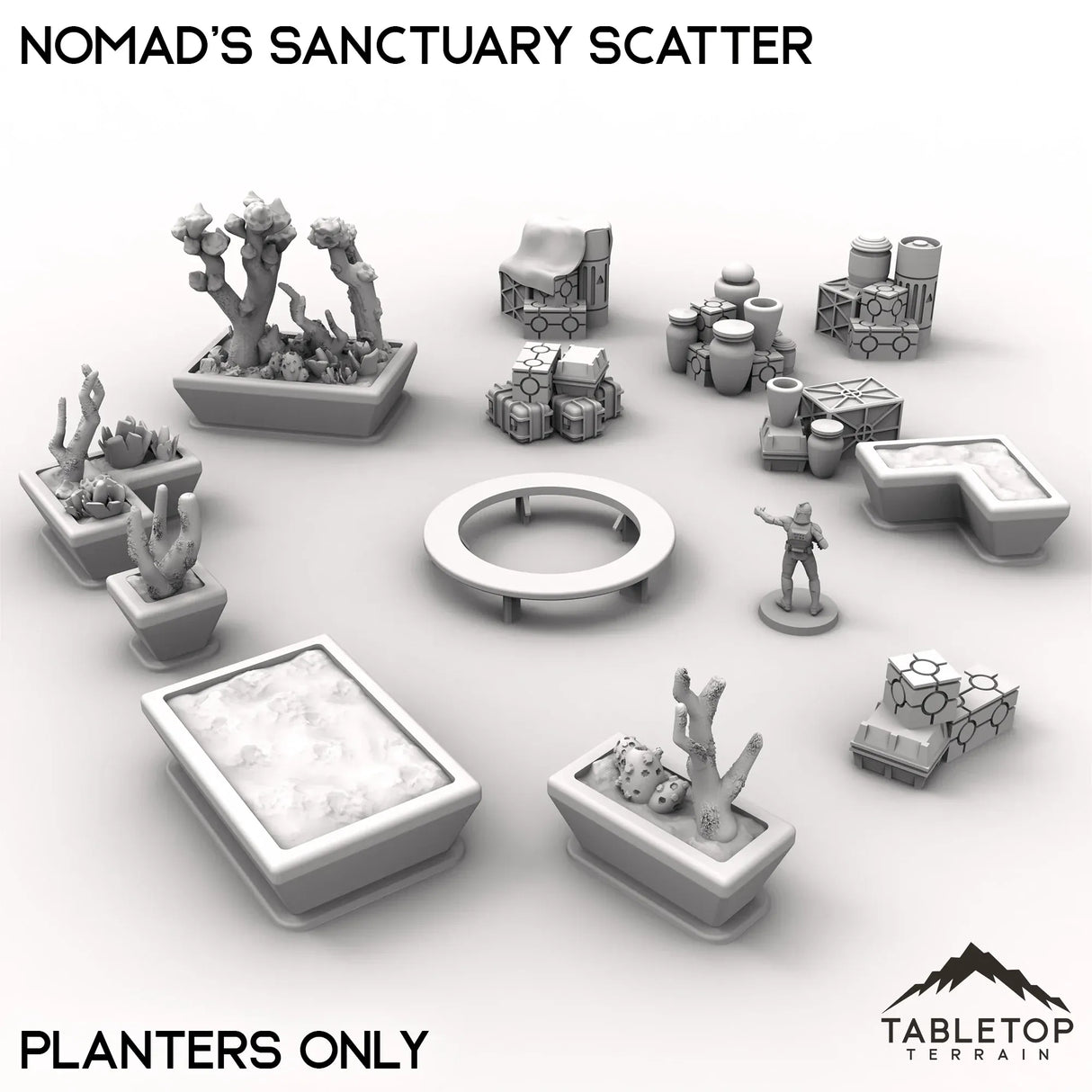 Tabletop Terrain Scatter Terrain Planters Only / 28/35mm Nomad's Sanctuary Scatter