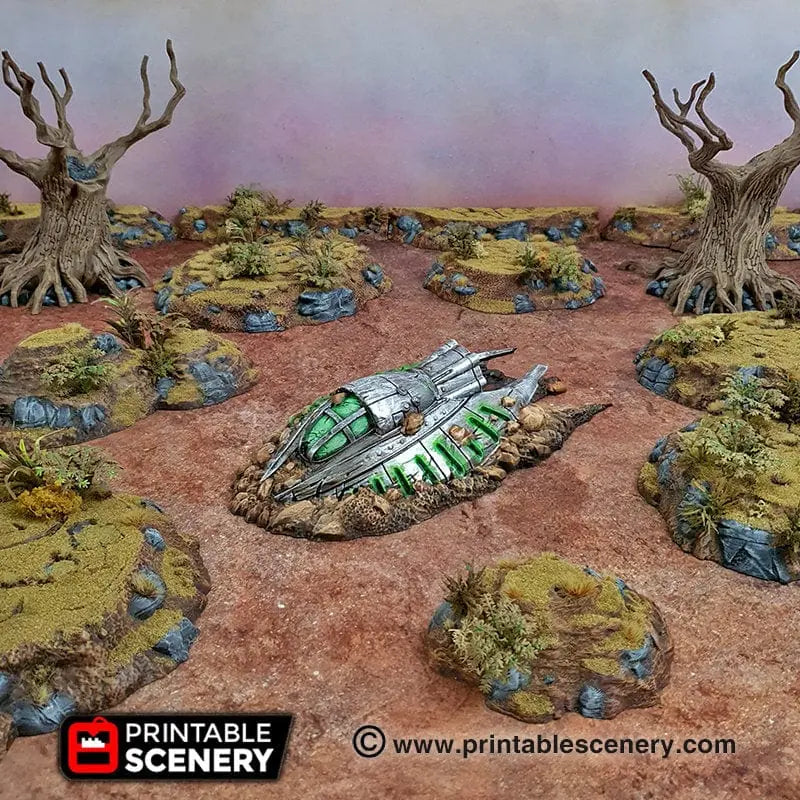 Tabletop Terrain Scatter Terrain UFO Crash - Apocalyptic Terrain