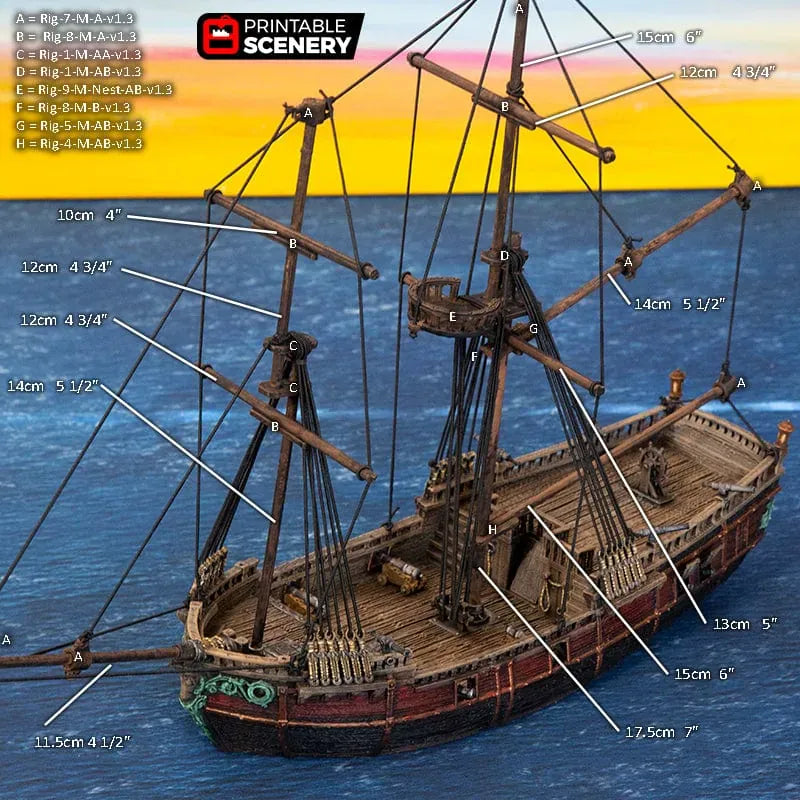 Tabletop Terrain Ship Brig - Pirate Ship