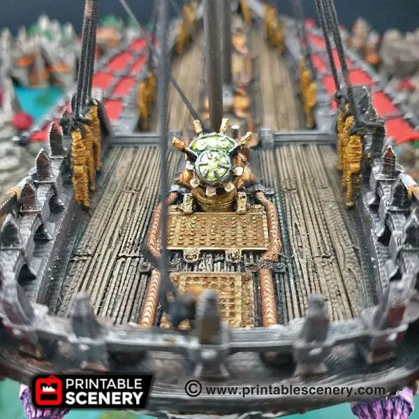 Tabletop Terrain Ship Flying Dhow - Flying Pirate Merchant Ship