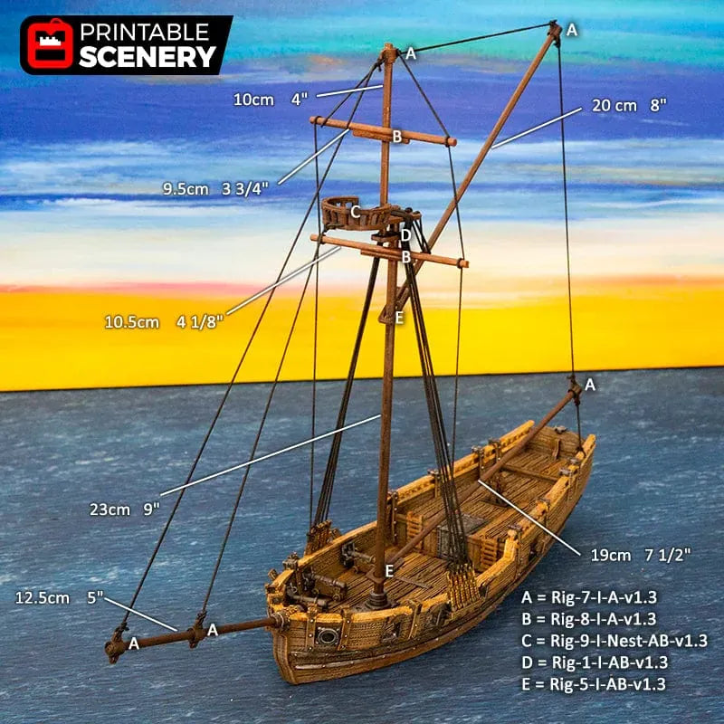 Tabletop Terrain Ship Sloop - Pirate Ship