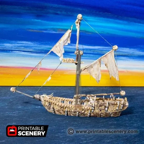 Tabletop Terrain Ship Undead Sloop - Undead Pirate Ship