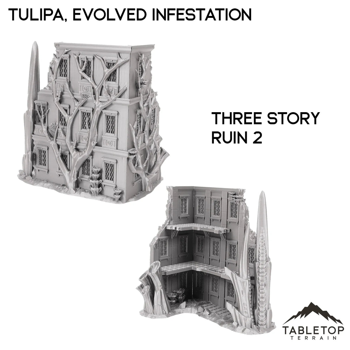 Tabletop Terrain Terrain 28/32mm / Three Story Ruin 2 Tulipa, Evolved Infestation