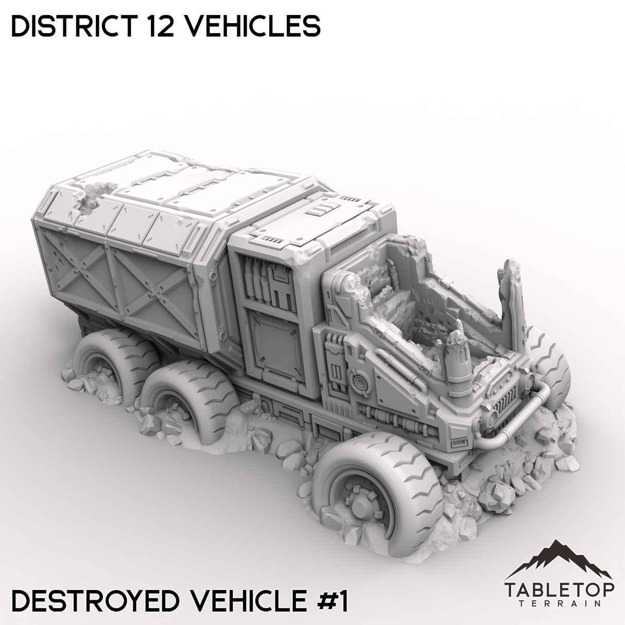 Tabletop Terrain Terrain 32mm / Destroyed Vehicle 1 District 12 Vehicles