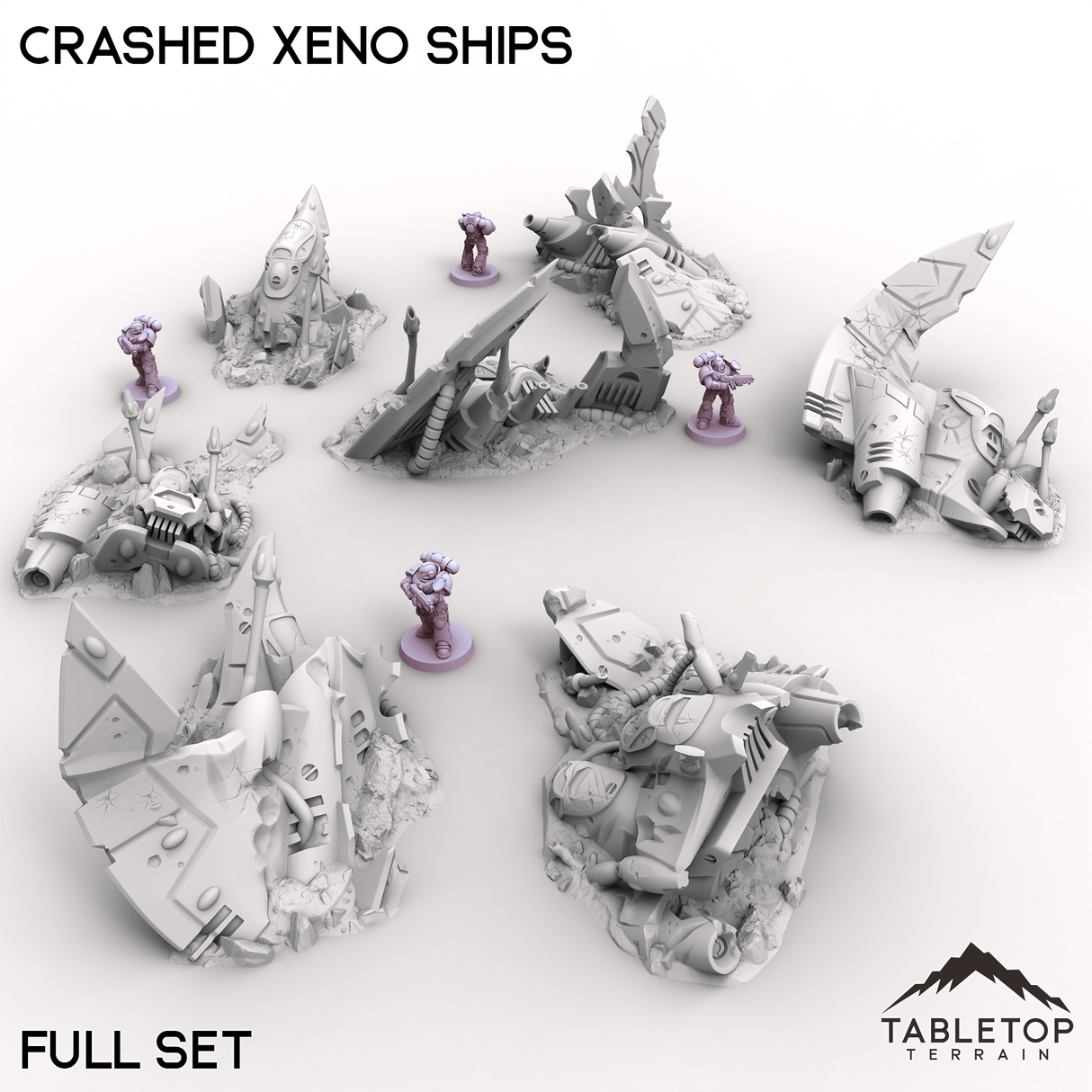 Tabletop Terrain Terrain 32mm / Full Set Crashed Xeno Ships