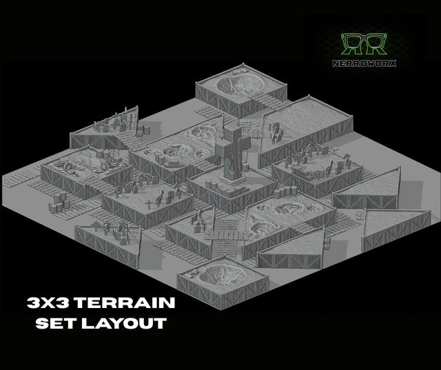 Tabletop Terrain Terrain 3x3 Battlefield Trench Wars - Full Table Collection