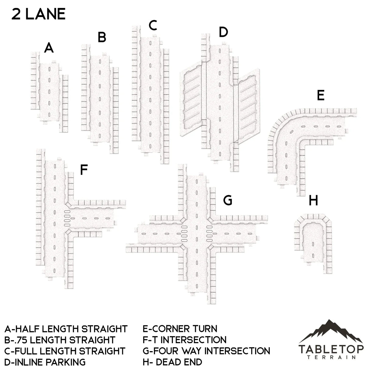Tabletop Terrain Terrain A-Half Length Straight Concrete Jungle TechScape - 6mm