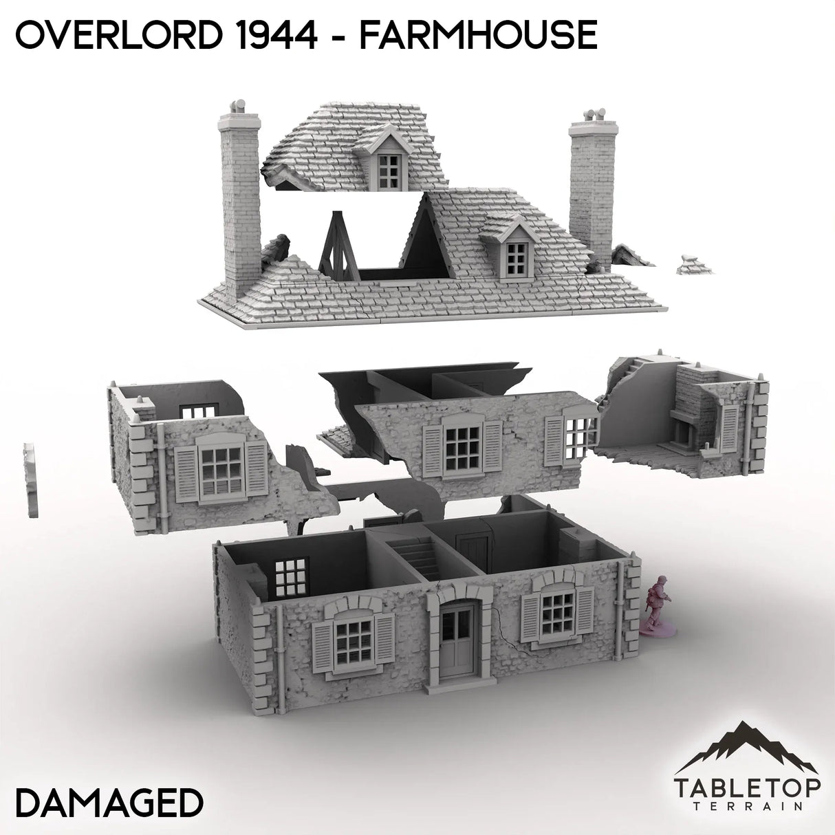 Tabletop Terrain Terrain Battle Damaged / 32mm Overlord 1944 - Farmhouse
