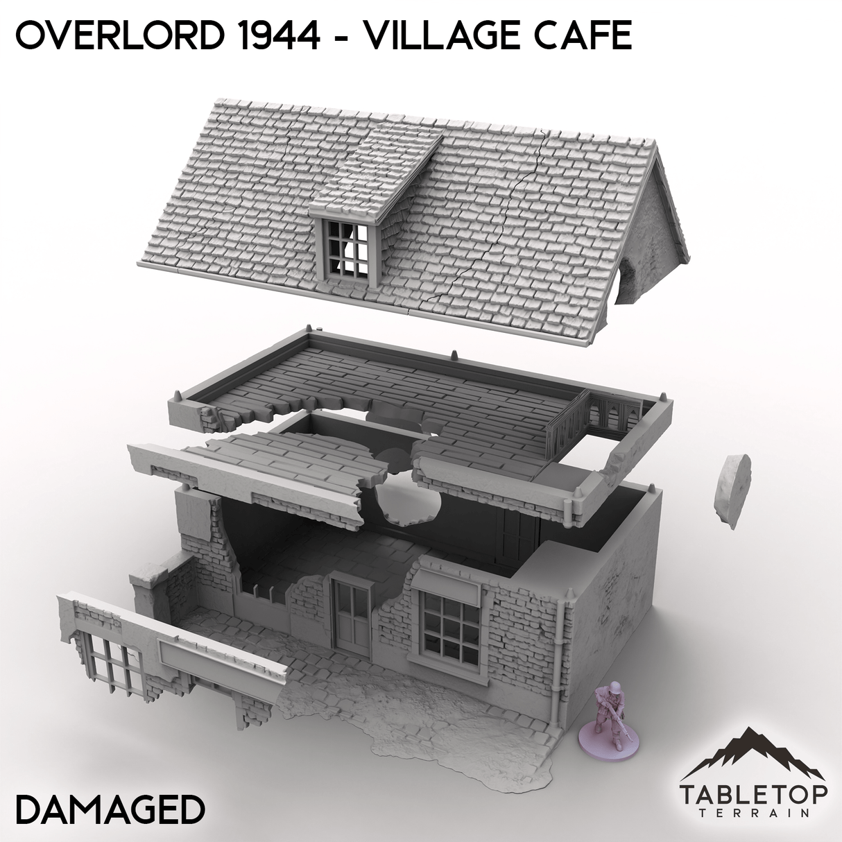 Tabletop Terrain Terrain Battle Damaged / 32mm Overlord 1944 - Village Cafe