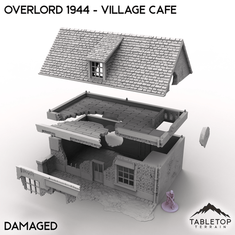 Tabletop Terrain Terrain Battle Damaged / 32mm Overlord 1944 - Village Cafe