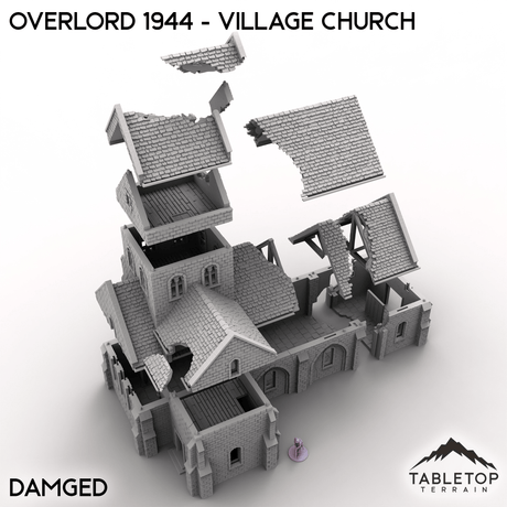 Tabletop Terrain Terrain Battle Damaged / 32mm Overlord 1944 - Village Church