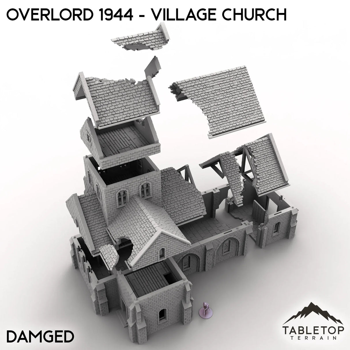Tabletop Terrain Terrain Battle Damaged / 32mm Overlord 1944 - Village Church