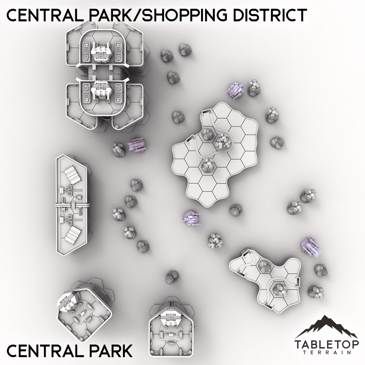 Tabletop Terrain Terrain Central Park HEXTECH Central Park/Shopping District - City Map Pack