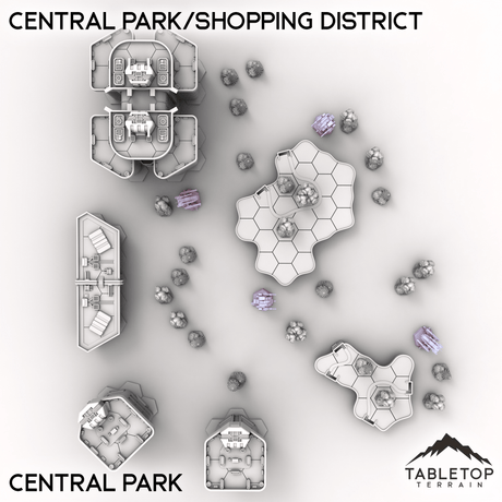 Tabletop Terrain Terrain Central Park HEXTECH Central Park/Shopping District - City Map Pack