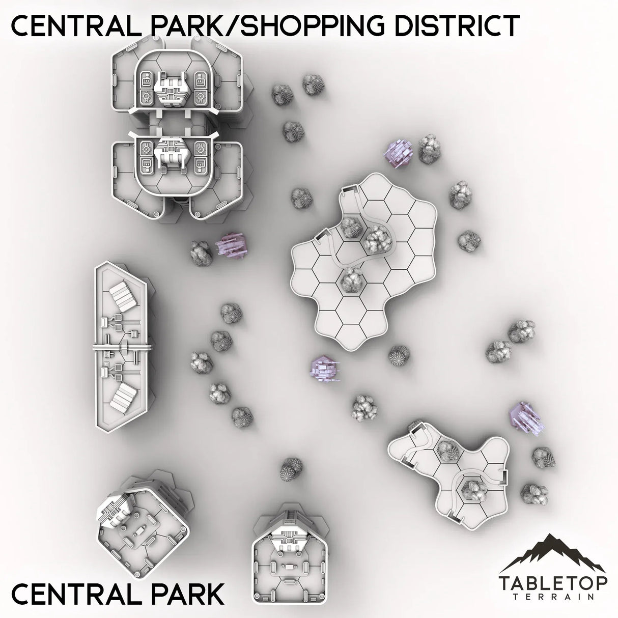 Tabletop Terrain Terrain Central Park HEXTECH Central Park/Shopping District - City Map Pack