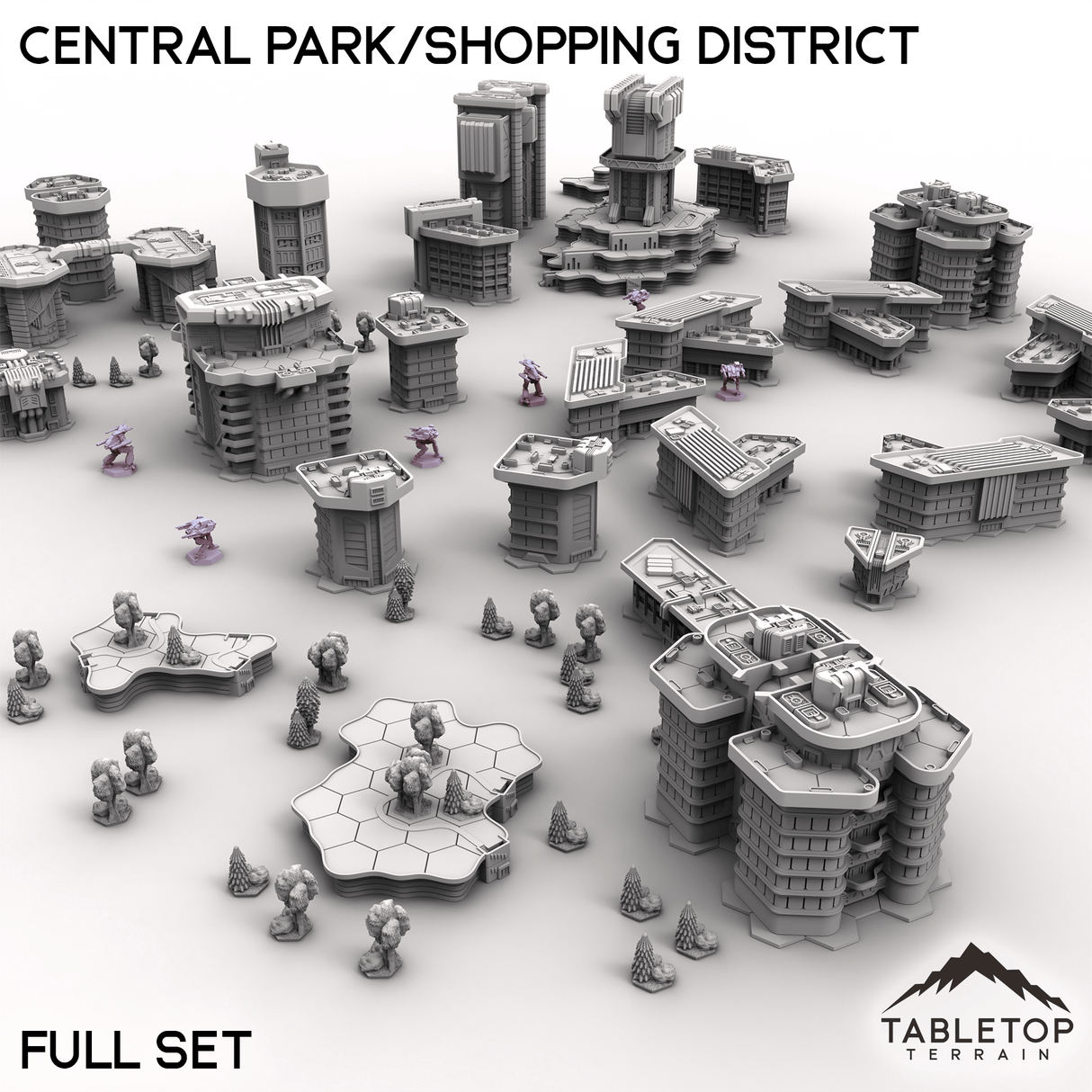 Tabletop Terrain Terrain Central Park/Shopping District Full Set HEXTECH Central Park/Shopping District - City Map Pack