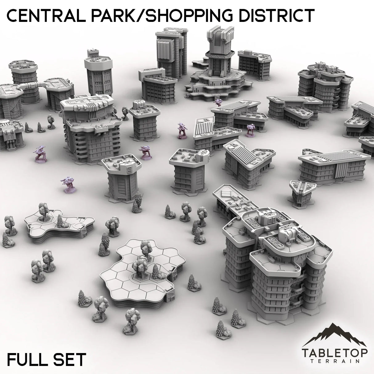 Tabletop Terrain Terrain Central Park/Shopping District Full Set HEXTECH Central Park/Shopping District - City Map Pack