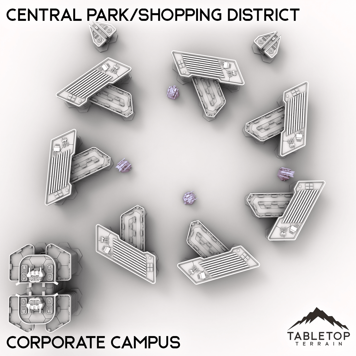 Tabletop Terrain Terrain Corporate Campus HEXTECH Central Park/Shopping District - City Map Pack