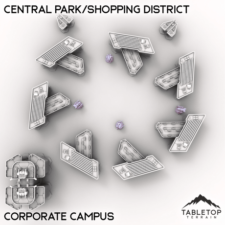 Tabletop Terrain Terrain Corporate Campus HEXTECH Central Park/Shopping District - City Map Pack