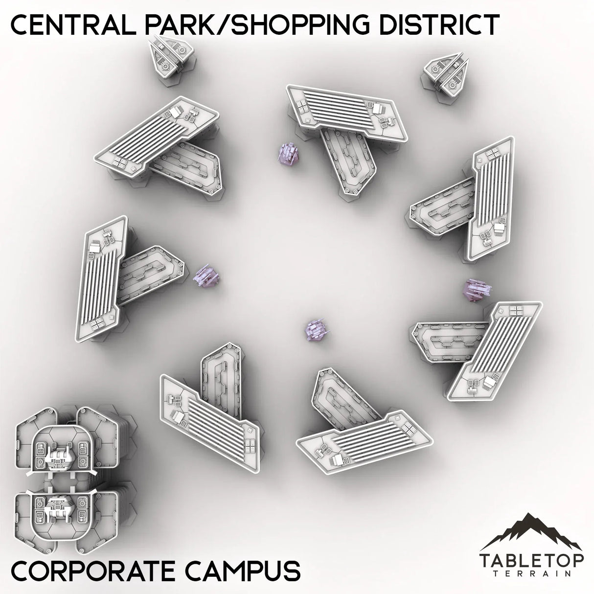 Tabletop Terrain Terrain Corporate Campus HEXTECH Central Park/Shopping District - City Map Pack