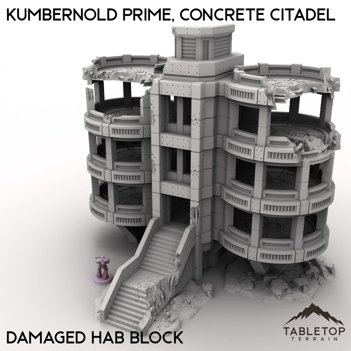 Tabletop Terrain Terrain Damaged Hab Block / 28/32mm Kumbernold Prime, Concrete Citadel