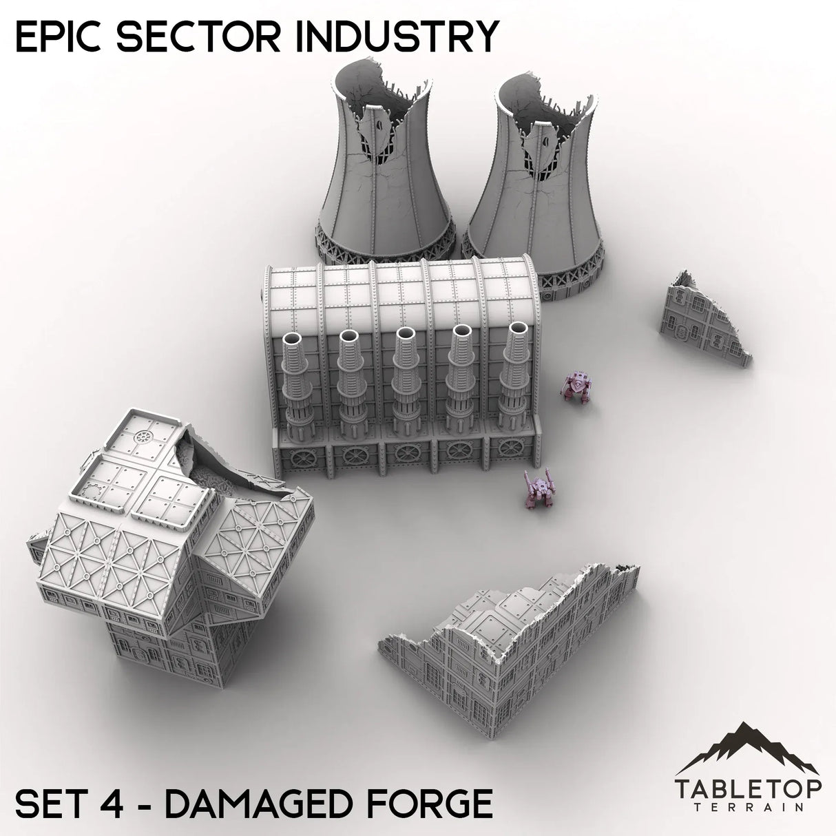 Tabletop Terrain Terrain Epic Sector Industry - Set 4 - Damaged Forge