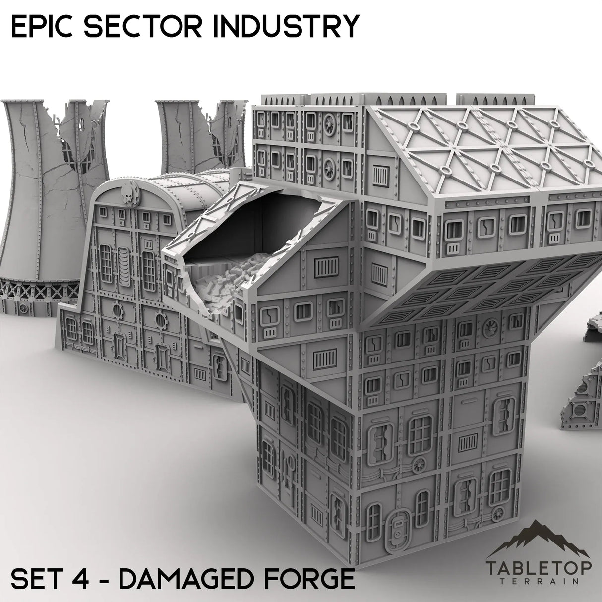 Tabletop Terrain Terrain Epic Sector Industry - Set 4 - Damaged Forge