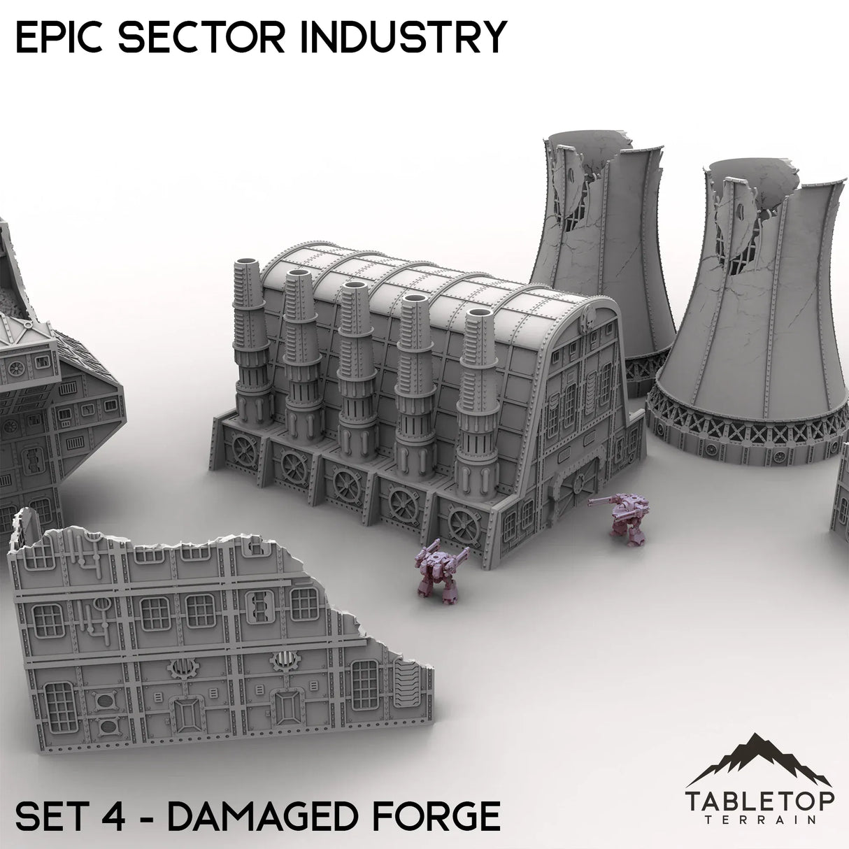 Tabletop Terrain Terrain Epic Sector Industry - Set 4 - Damaged Forge