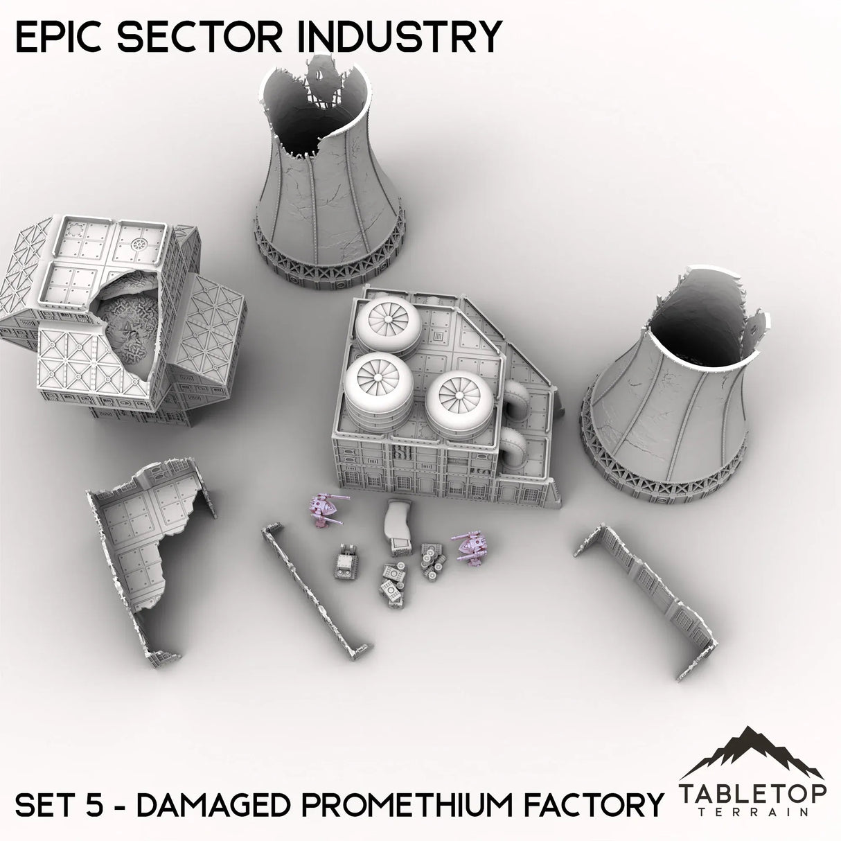Tabletop Terrain Terrain Epic Sector Industry - Set 5 - Damaged Promethium Factory