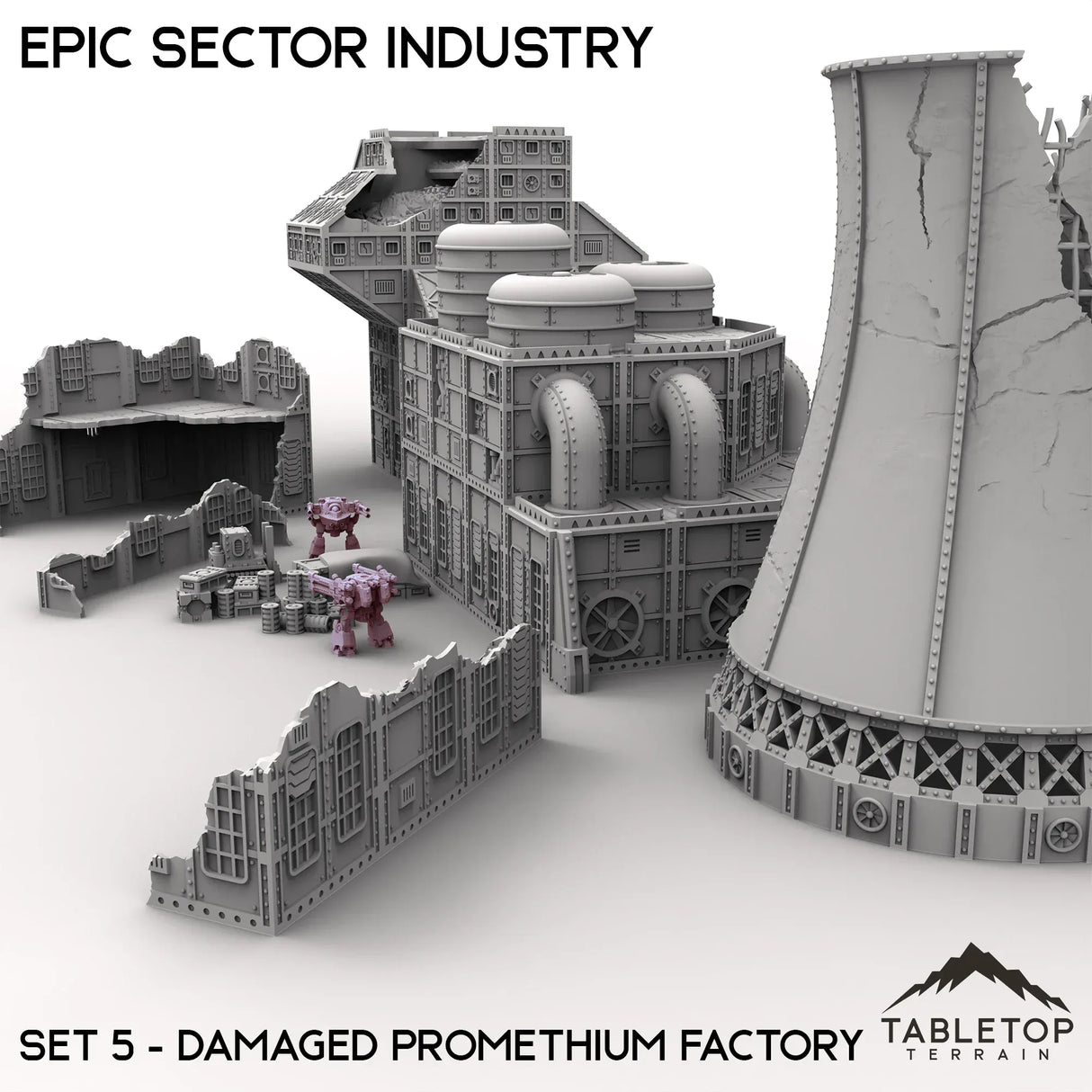 Tabletop Terrain Terrain Epic Sector Industry - Set 5 - Damaged Promethium Factory