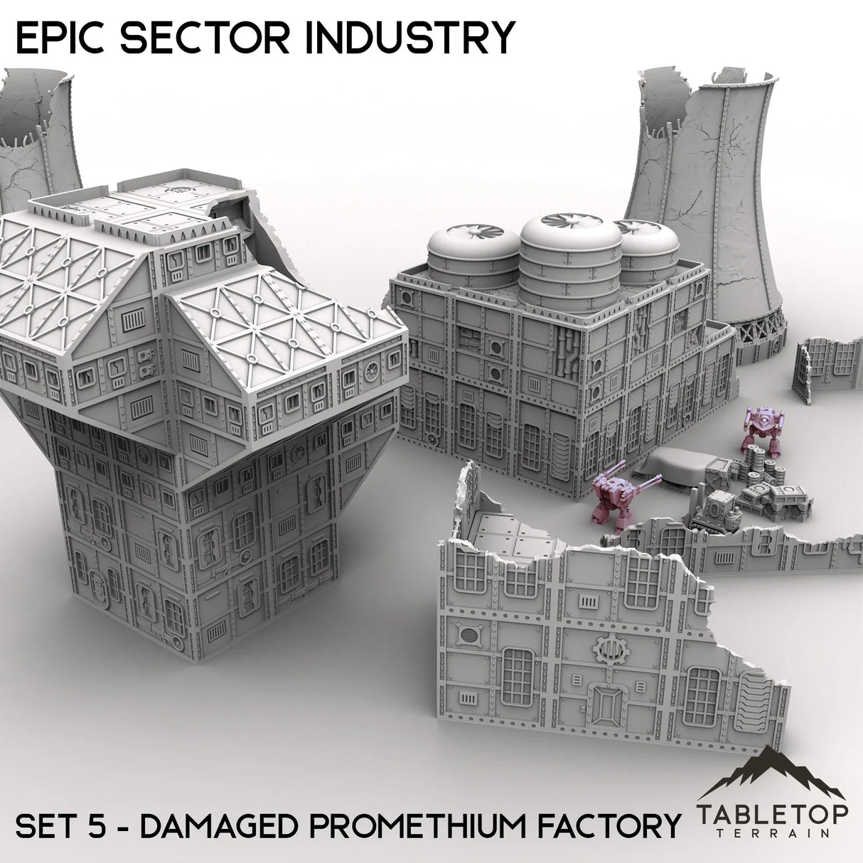 Tabletop Terrain Terrain Epic Sector Industry - Set 5 - Damaged Promethium Factory