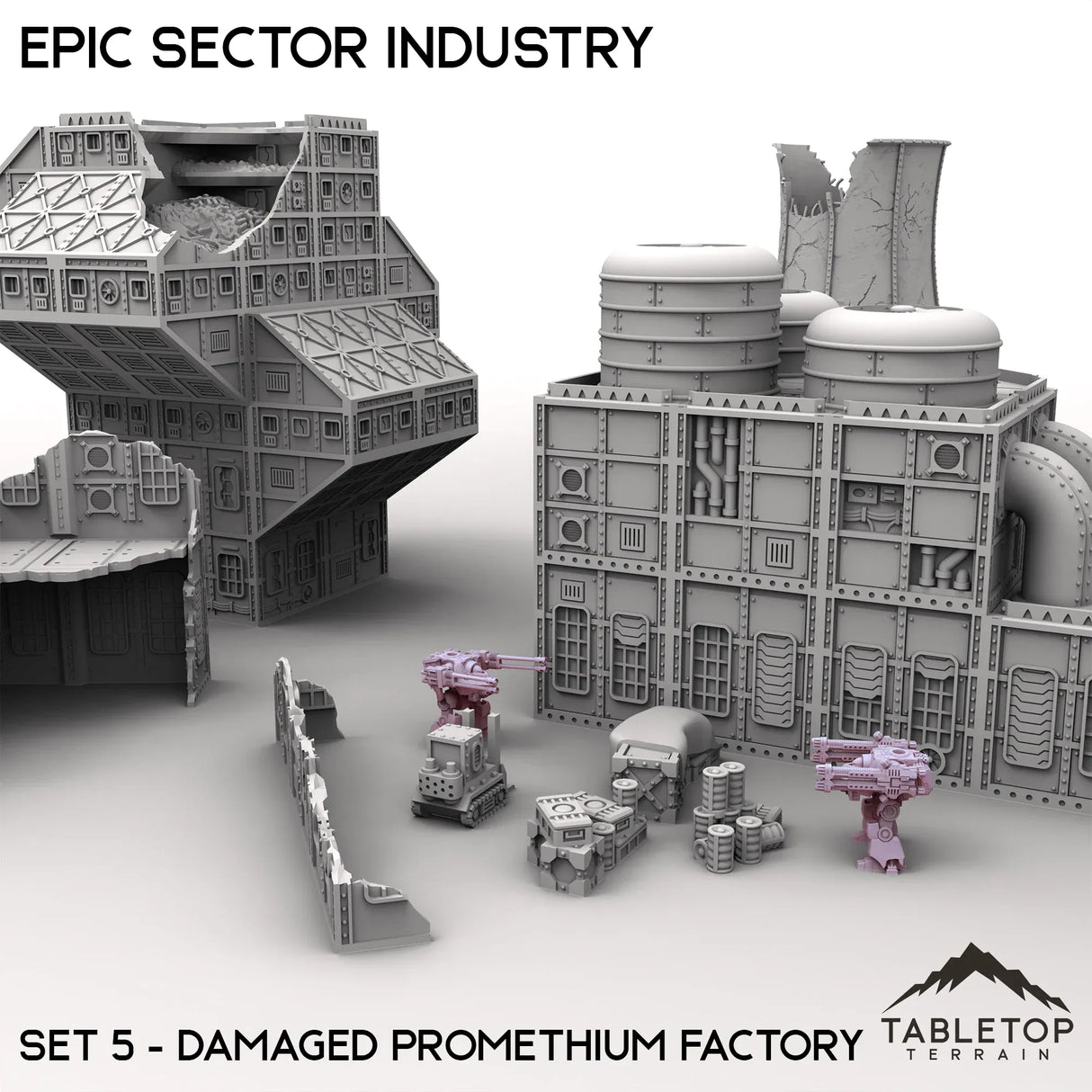 Tabletop Terrain Terrain Epic Sector Industry - Set 5 - Damaged Promethium Factory