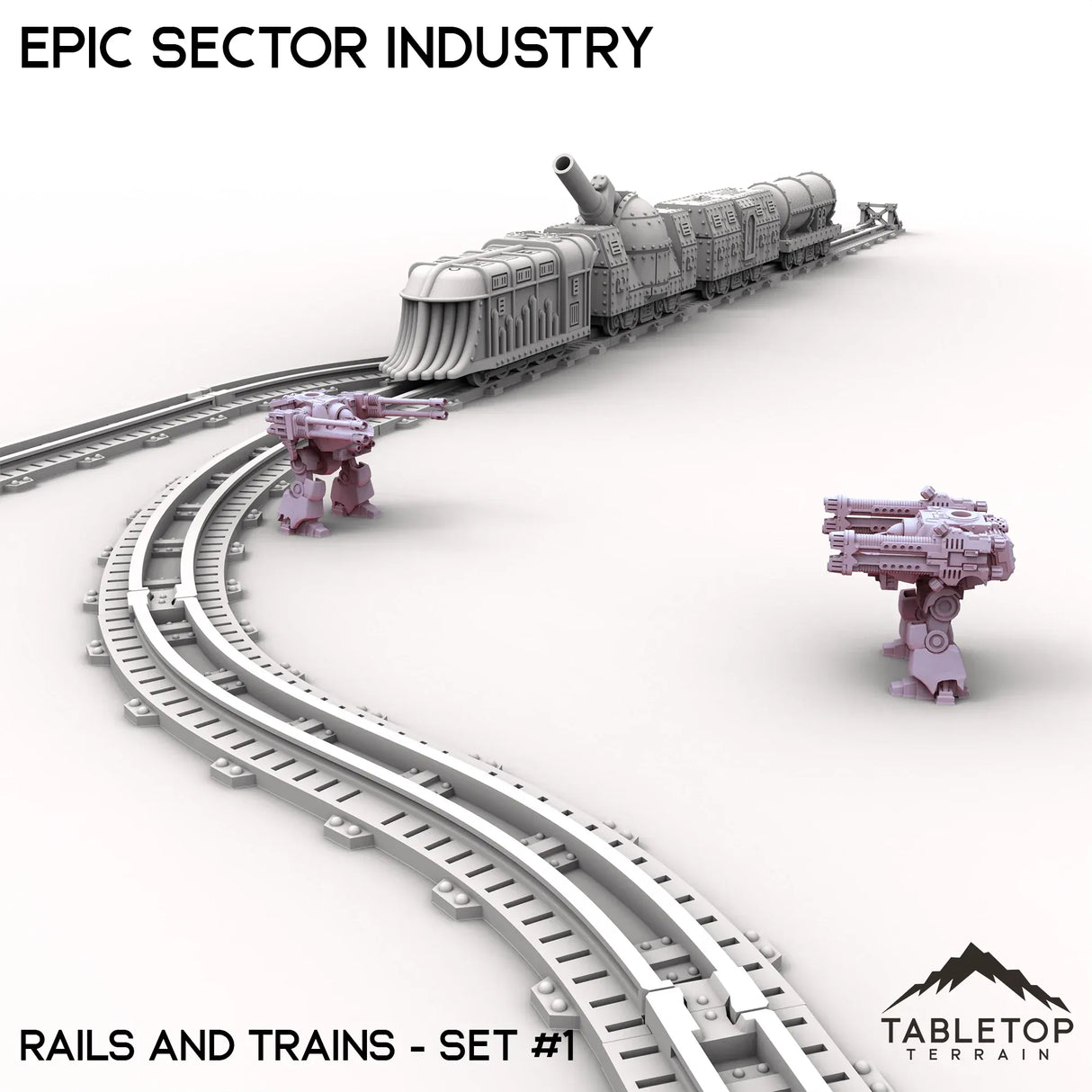 Tabletop Terrain Terrain Epic Sector Industry - Set 6 - Rails and Trains