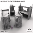Tabletop Terrain Terrain Full Set / 32mm Destroyed Factory Buildings