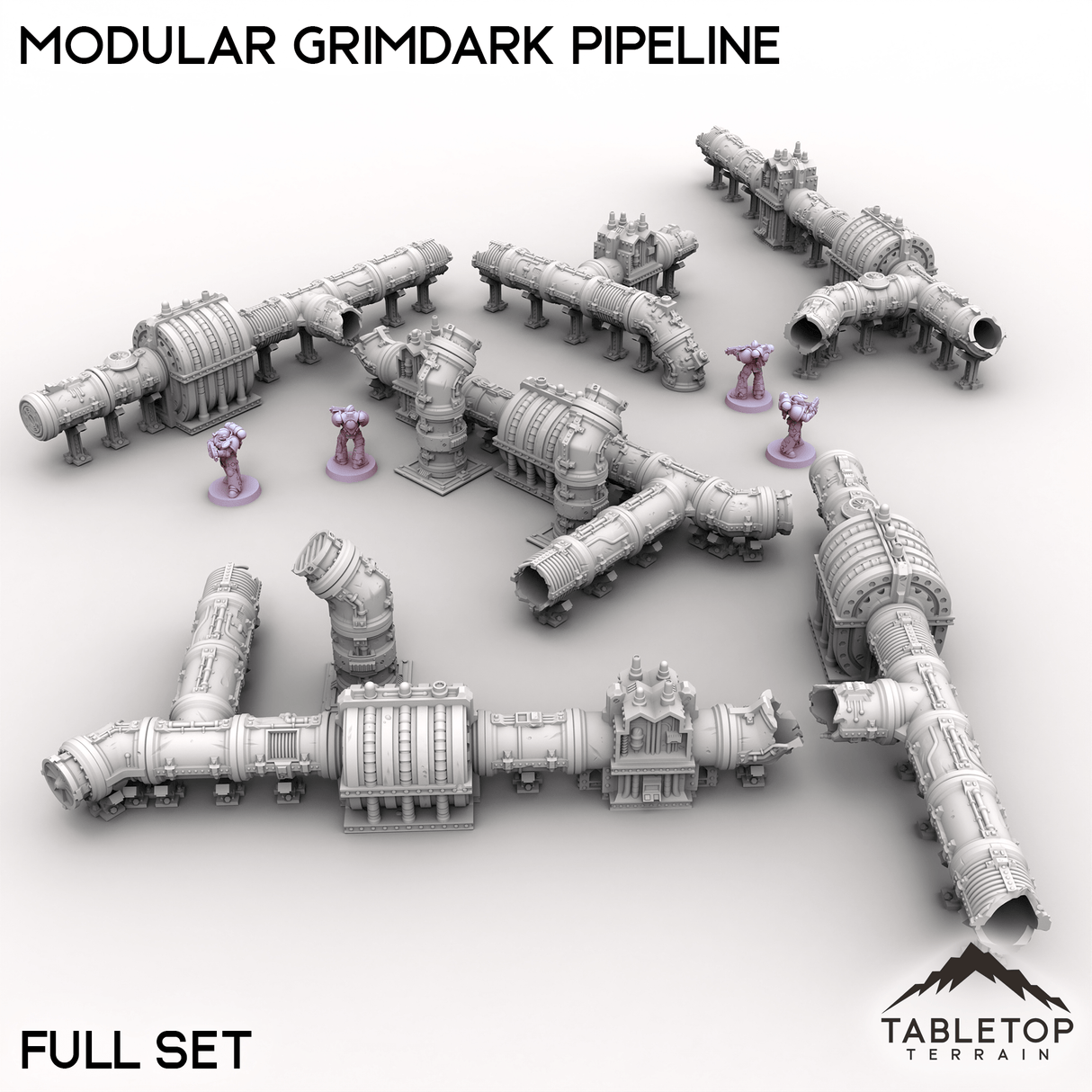 Tabletop Terrain Terrain Full Set / 32mm Modular Grimdark Pipeline