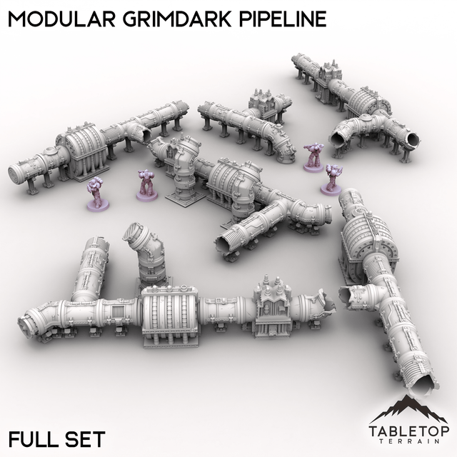 Tabletop Terrain Terrain Full Set / 32mm Modular Grimdark Pipeline